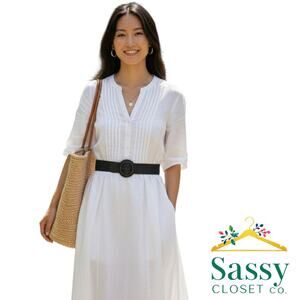 Black Woven Beaded Belt Square Buckle Adjustable Statement Accessory 40”